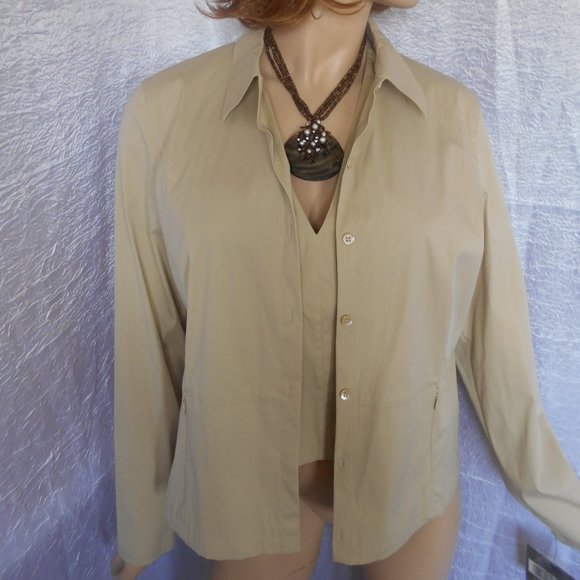 Nwt $325 ANNE KLEIN Beige 2 PC Set Cami/Jacket 14 - Picture 1 of 8